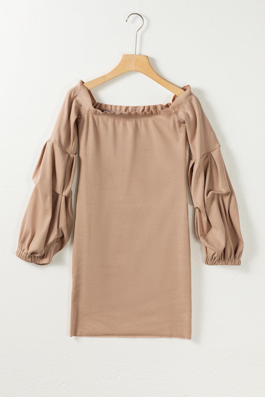 Ruched Off Shoulder Long Sleeve Dress - Trendy by Luna