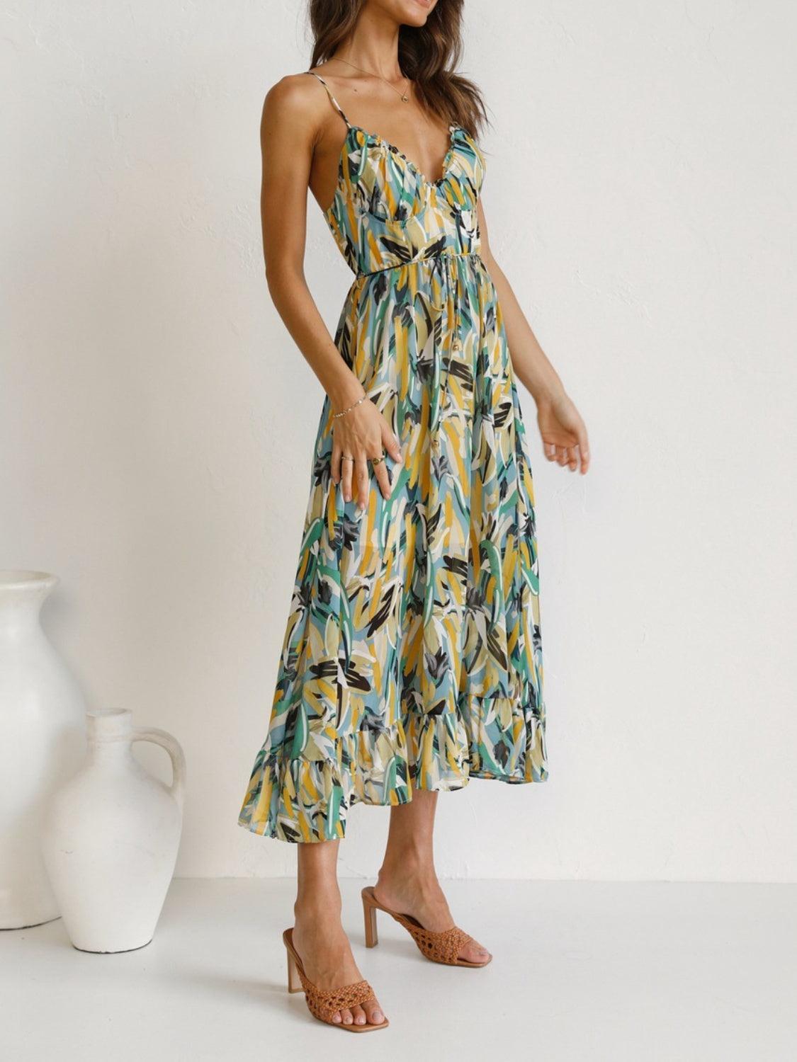 Printed Sleeveless Midi Cami dress - Trendy by Luna