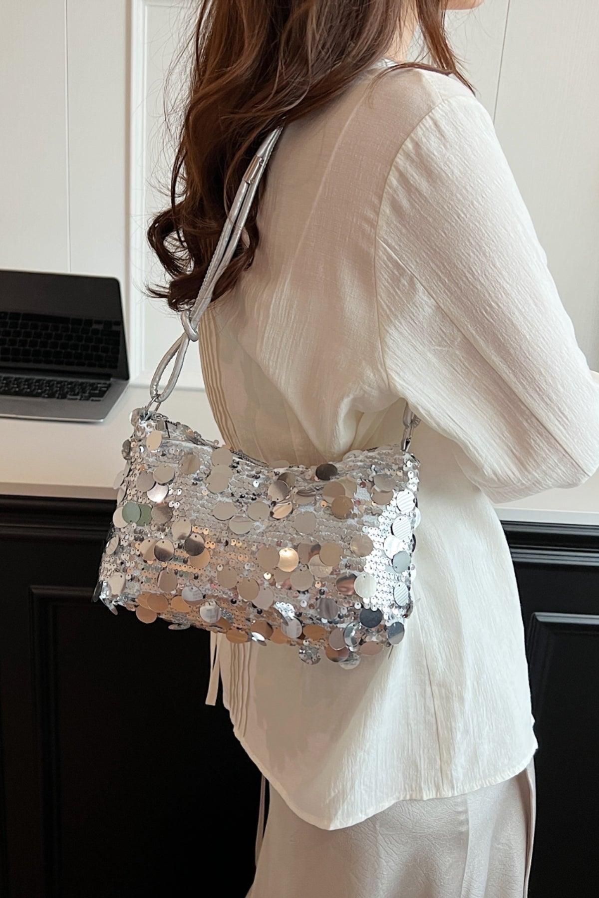 Sequin Knotted Straps Shoulder Bag - Trendy by Luna