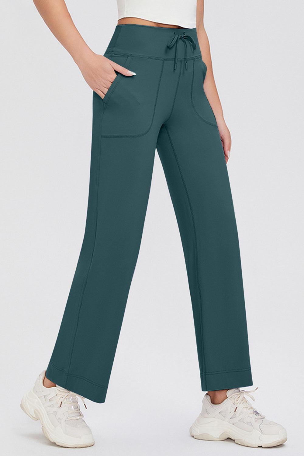 Basic Bae Full Size Drawstring High Waist Pants with Pockets - Trendy by Luna