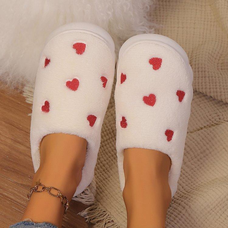 Heart Round Toe Flat Slippers - Trendy by Luna