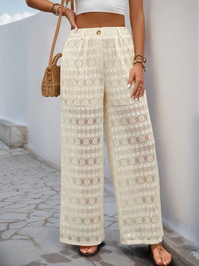 Decorative Button Wide Leg Pants - Trendy by Luna