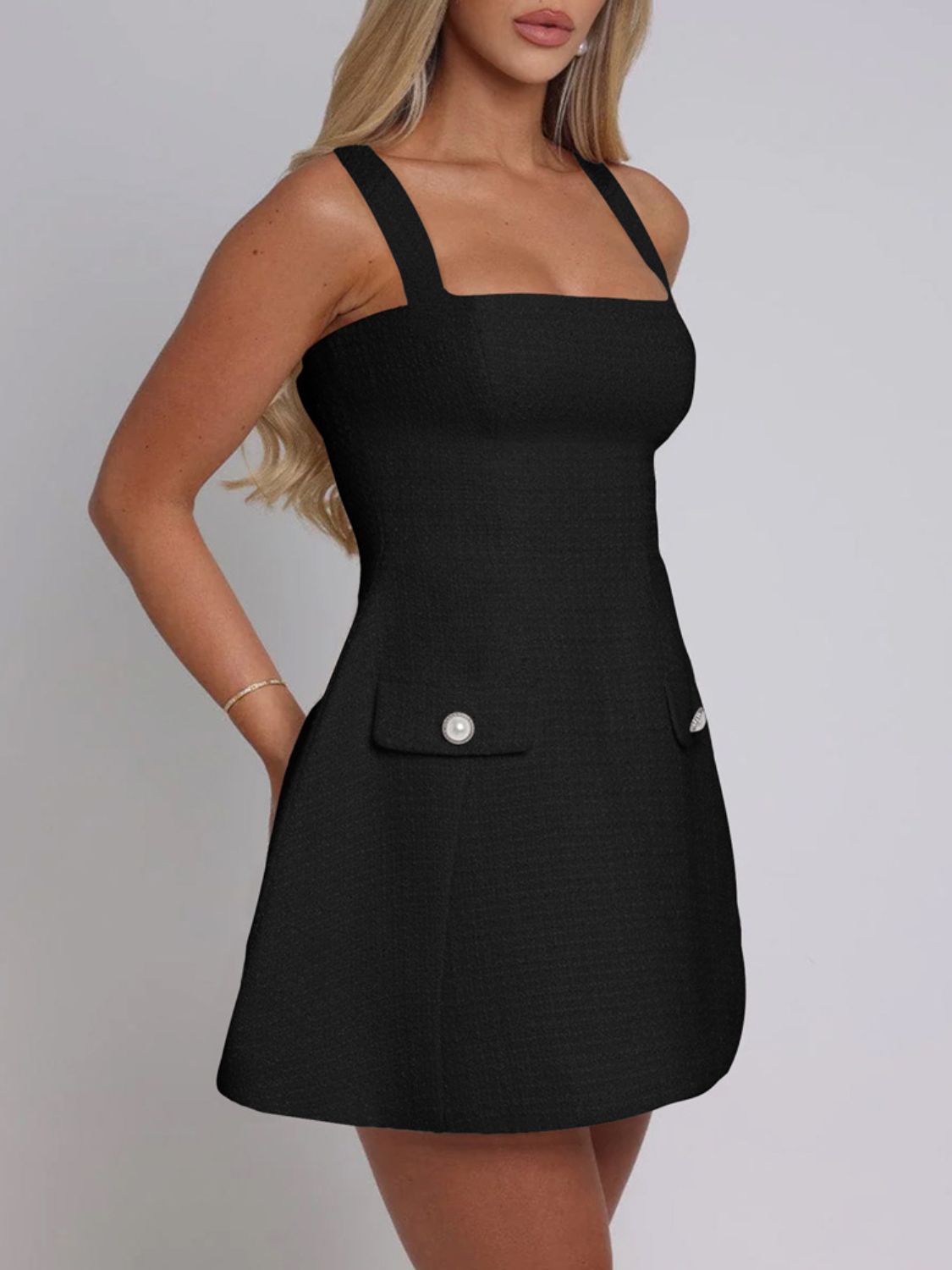 Square Neck Wide Strap Mini Dress