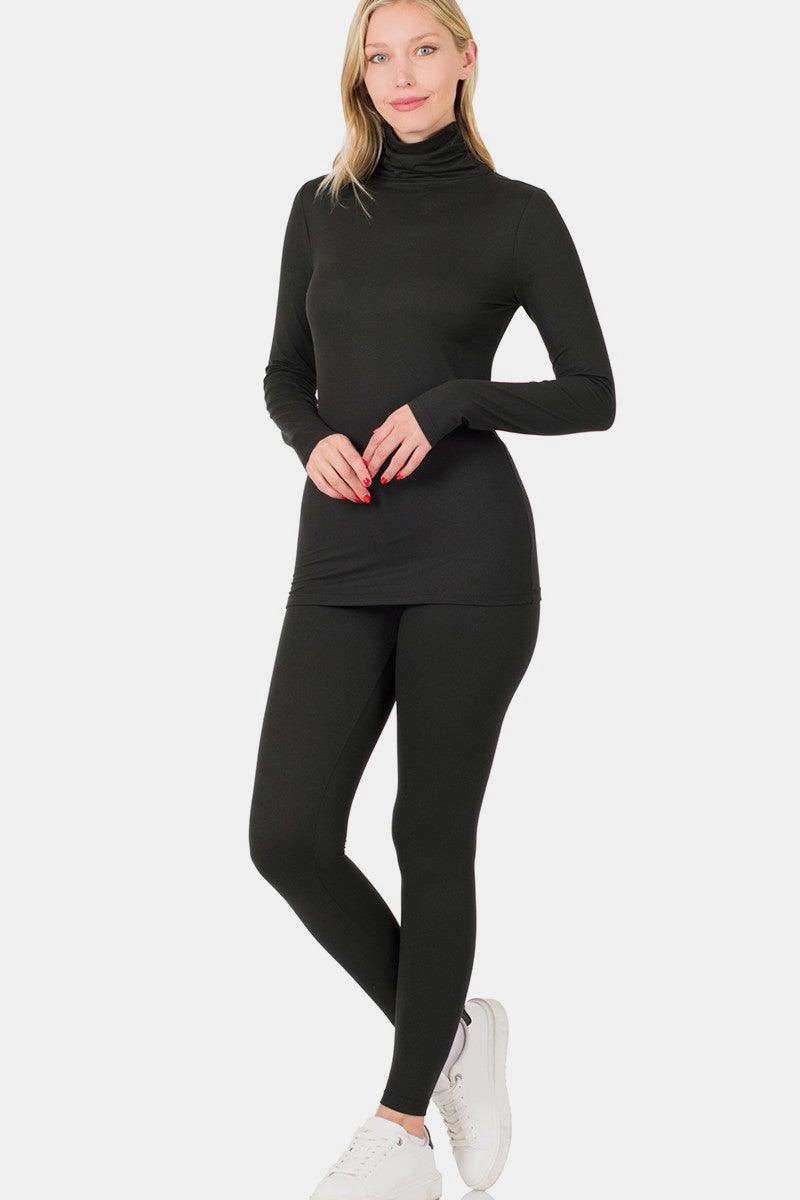 Zenana Full Size Turtleneck Top and Leggings Lounge Set - Trendy by Luna