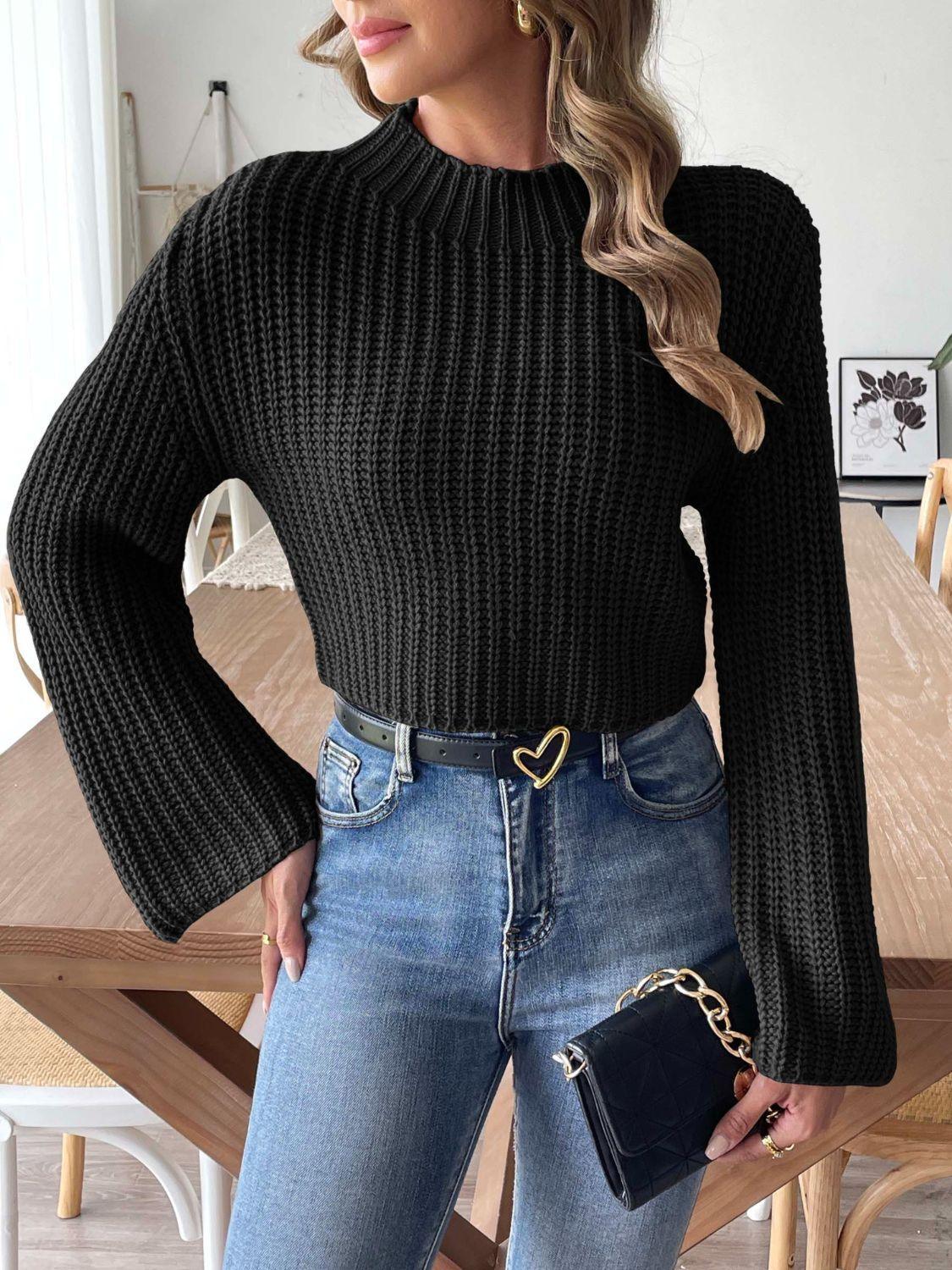 Trendy Mock Neck Long Sleeve Sweater - Trendy by Luna