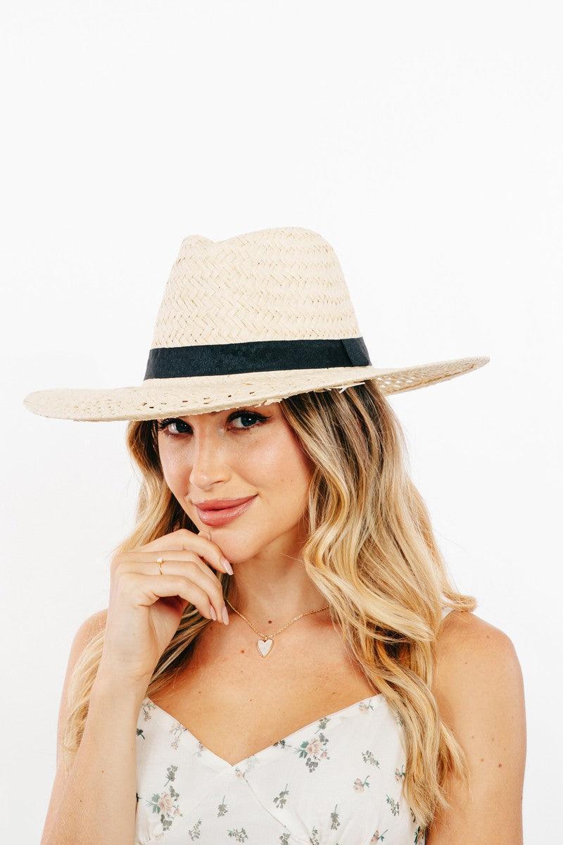 Fame Basket Weave Straw Sun Hat - Trendy by Luna