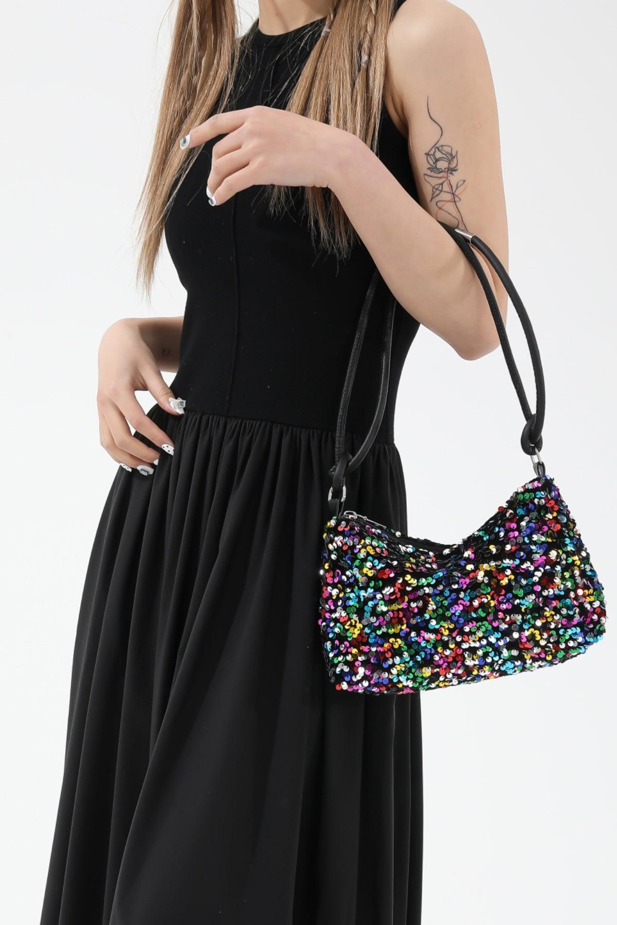 Sequin Double Strap Shoulder Bag - Trendy by Luna