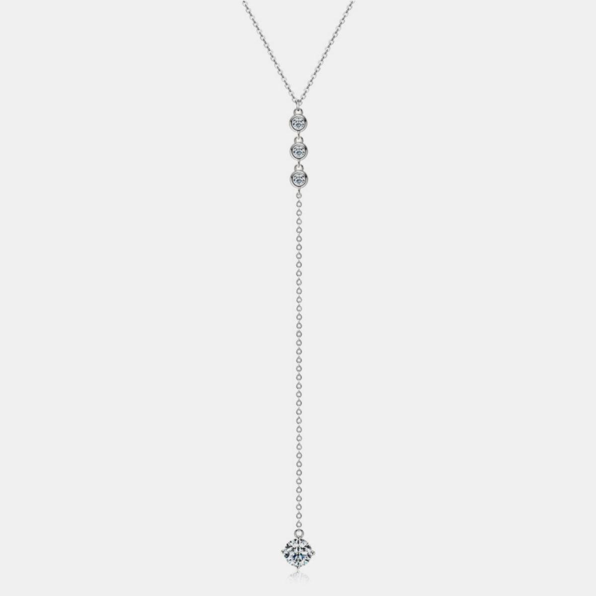 1.3 Carat Moissanite 925 Sterling Silver Drop Necklace - Trendy by Luna