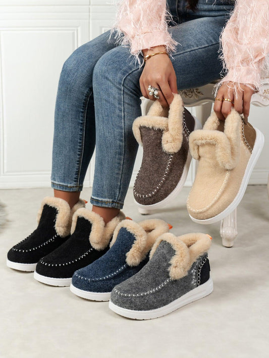 Furry Suede Round Toe Flat Sneakers - Trendy by Luna