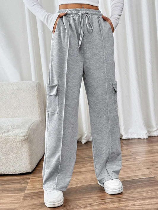 Perfee Drawstring Wide Leg Pants with Pockets - Trendy by Luna