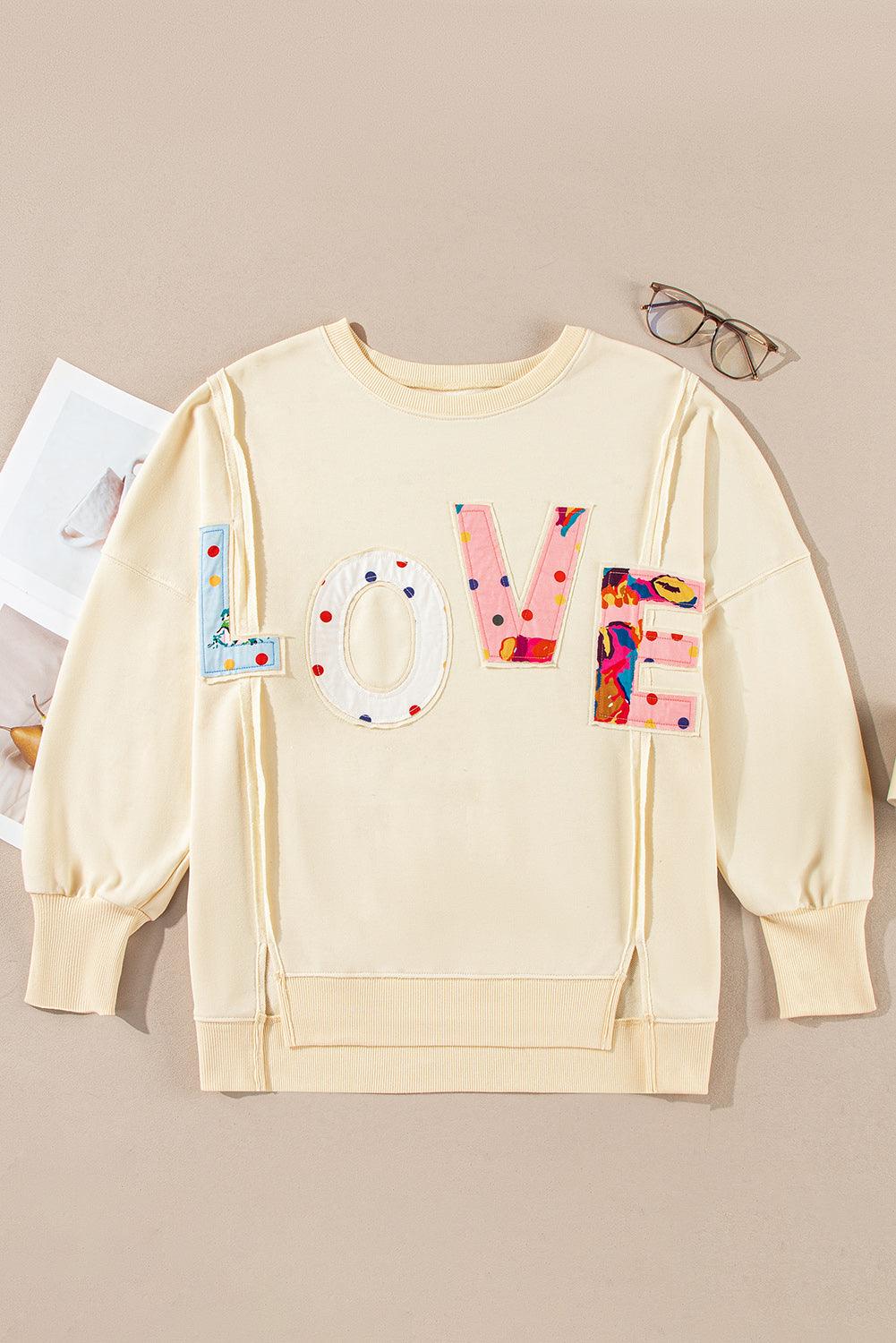 LOVE Patch Round Neck Sweater - Trendy by Luna