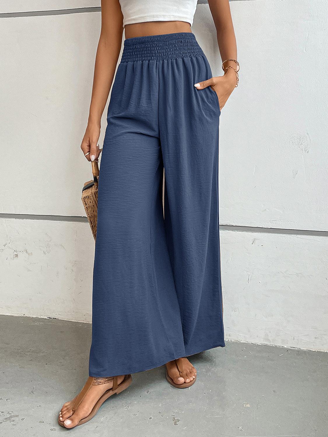 Wide Leg Pants with Pockets - Trendy by Luna