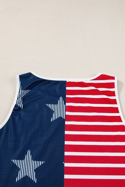 US Flag Round Neck Tank - Trendy by Luna