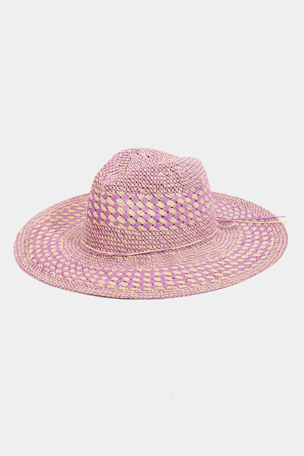 Fame Checkered Straw Weave Sun Hat - Trendy by Luna