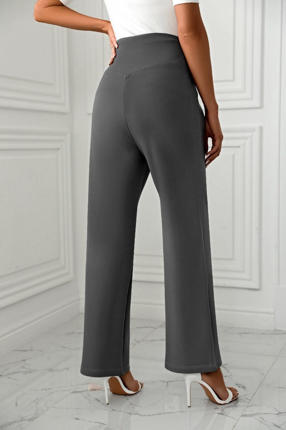 High Waist Straight Leg Pants - Trendy by Luna