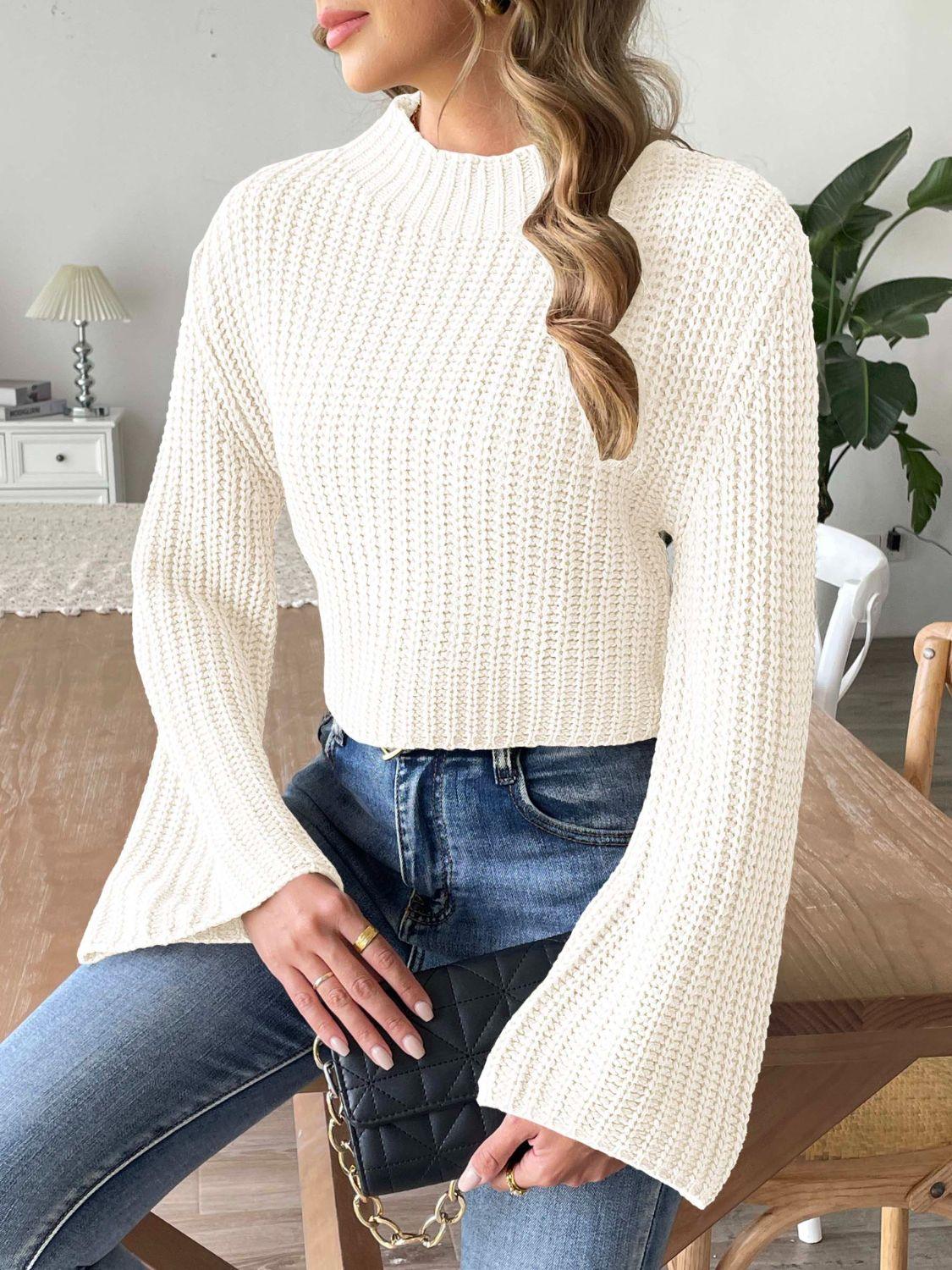 Trendy Mock Neck Long Sleeve Sweater - Trendy by Luna