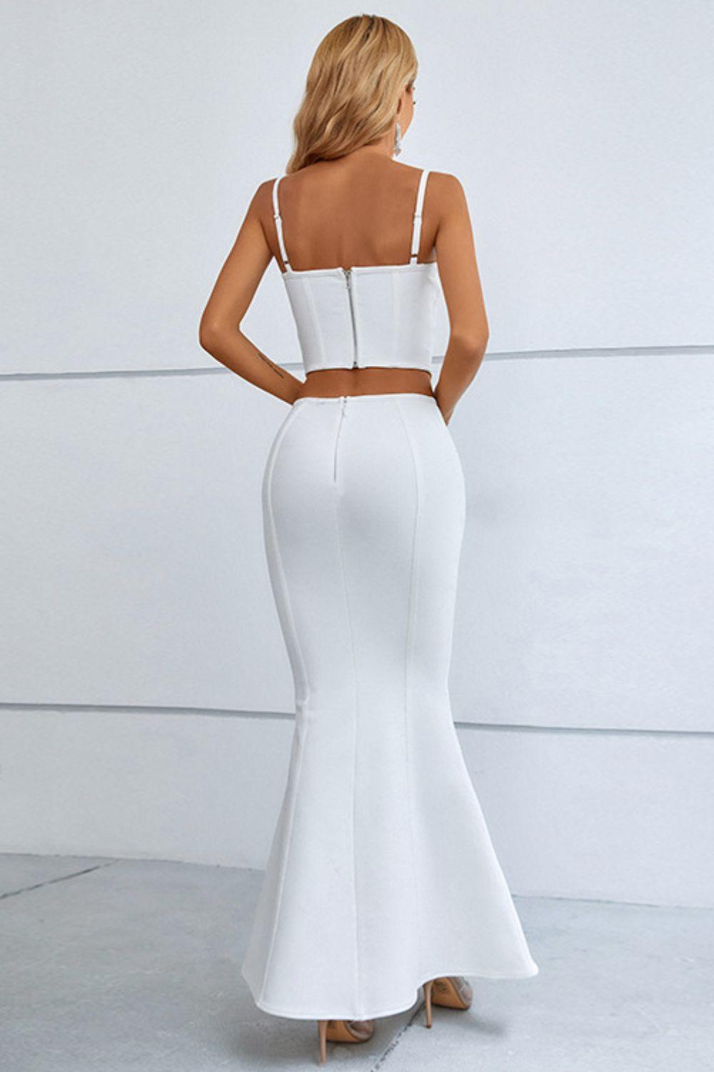 Cutout Seam Detail Cami and Fishtail Skirt Set - Trendy by Luna