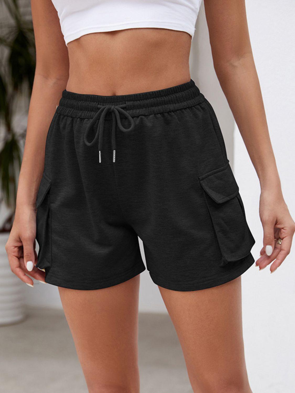 Drawstring Elastic Waist Shorts with Pockets - Trendy by Luna