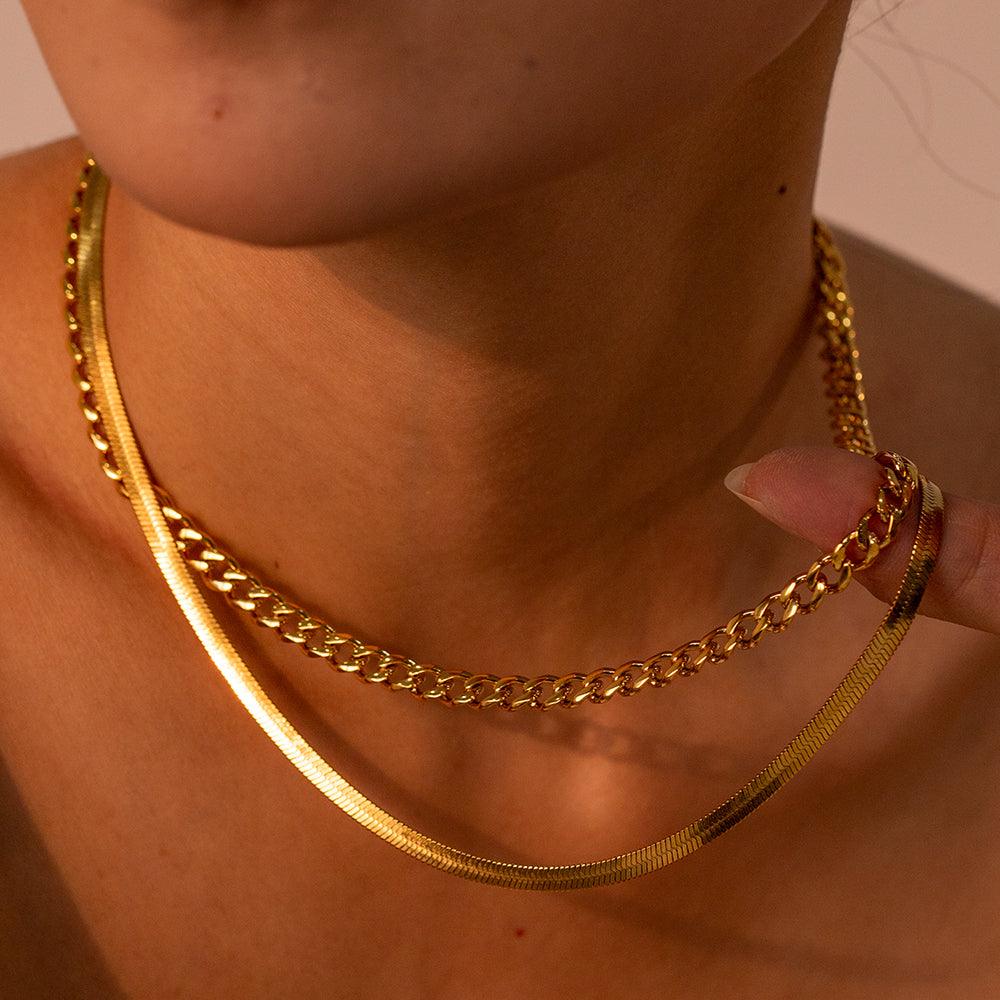 18K Gold-Plated Double Layered Necklace - Trendy by Luna