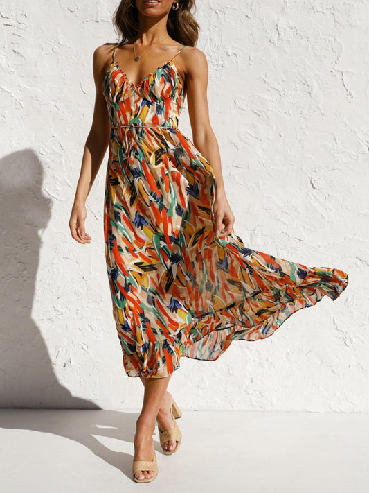 Printed Sleeveless Midi Cami dress - Trendy by Luna