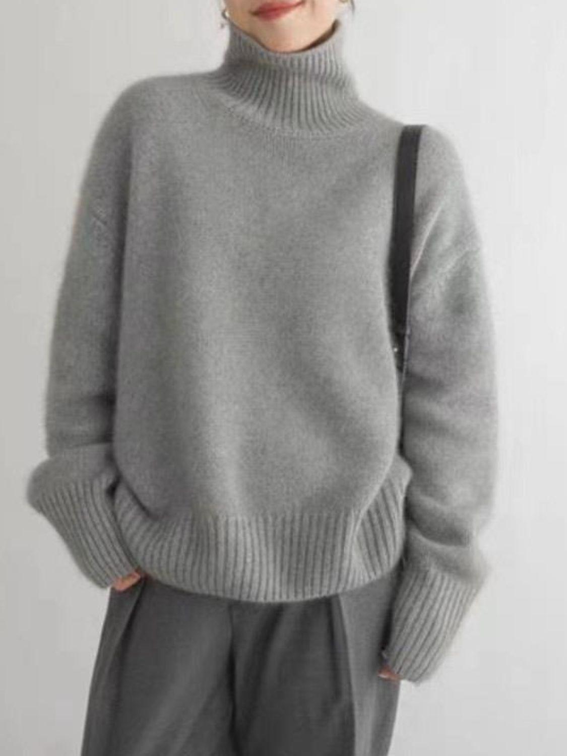 Trendy Oversized Turtleneck Sweater - Trendy by Luna