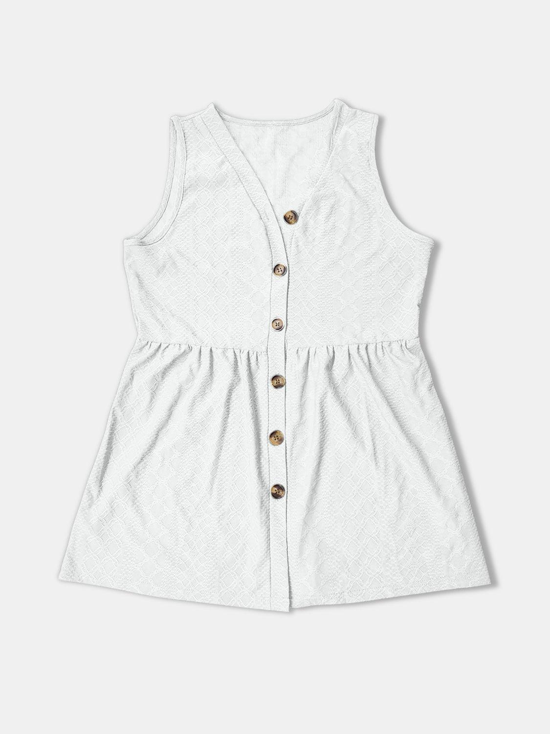 Button Up V-Neck Tank - Trendy by Luna