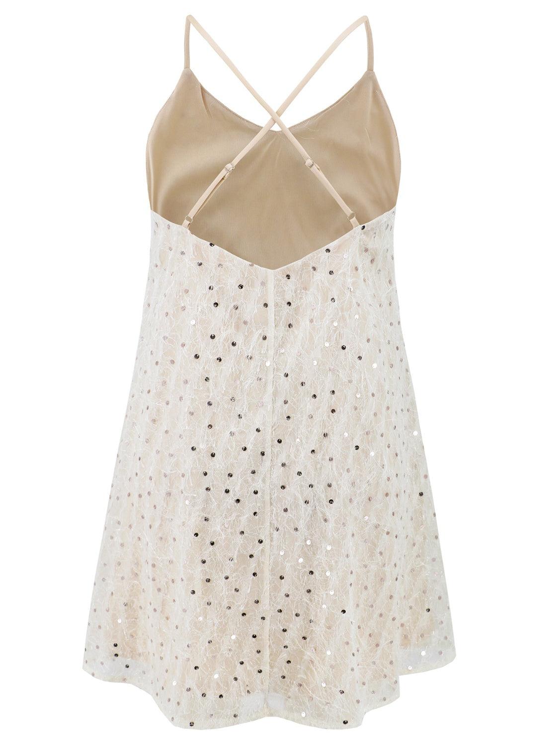 Sequin V-Neck Mini Cami Dress - Trendy by Luna