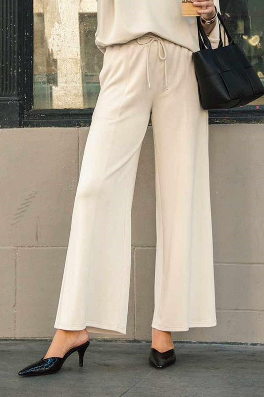 Umgee Full Size Drawstring Wide Leg Pants with Pockets - Trendy by Luna