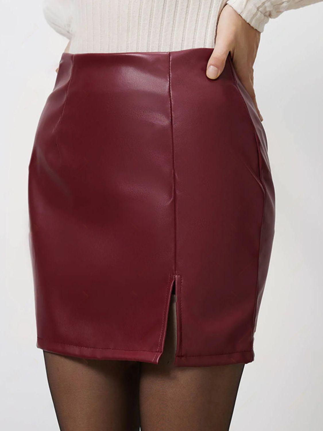 Slit Mini Skirt with Zipper - Trendy by Luna