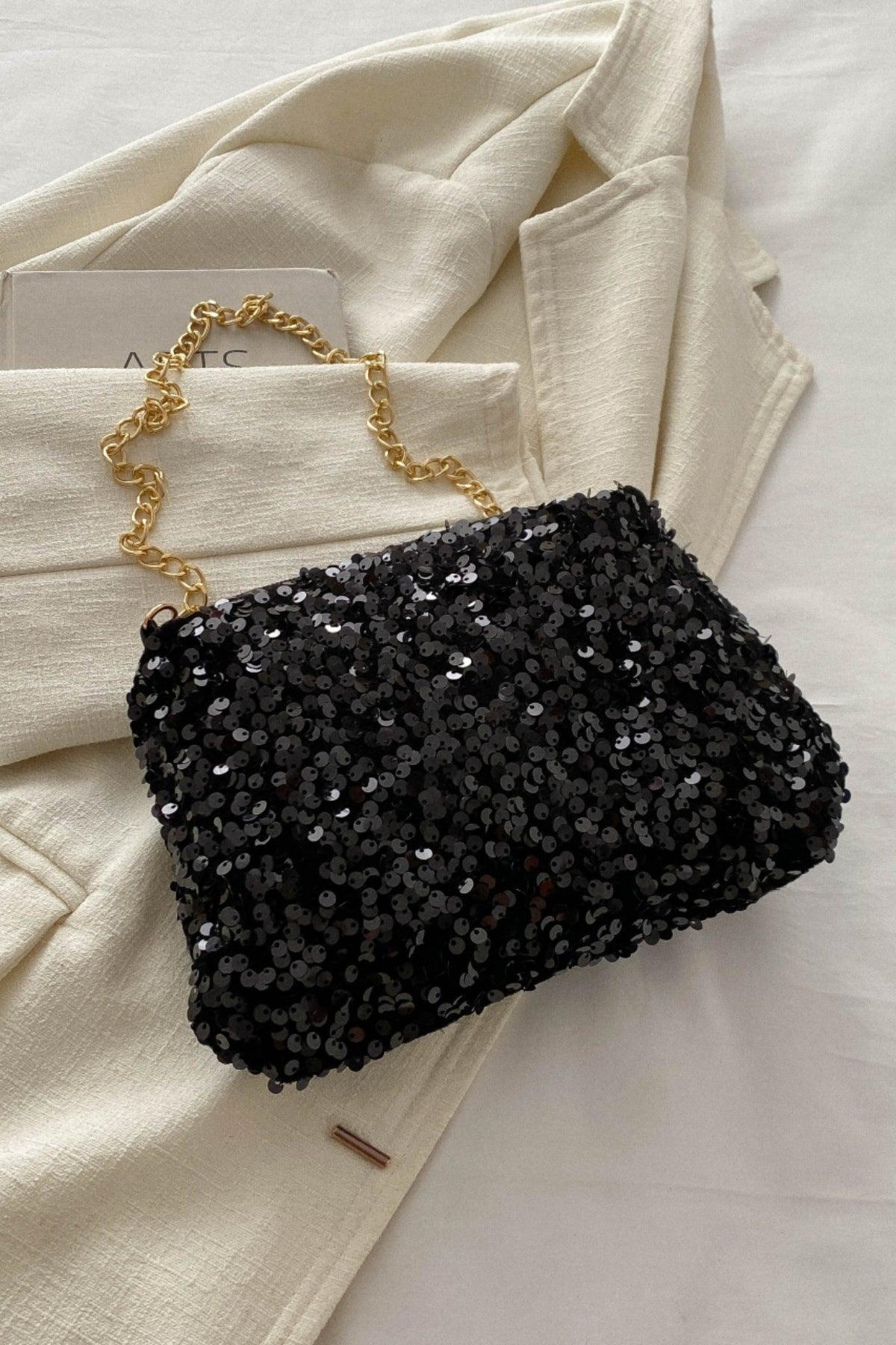 Sequin Removable Strap Shoulder Bag - Trendy by Luna