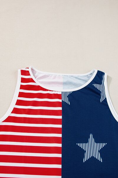 US Flag Round Neck Tank - Trendy by Luna