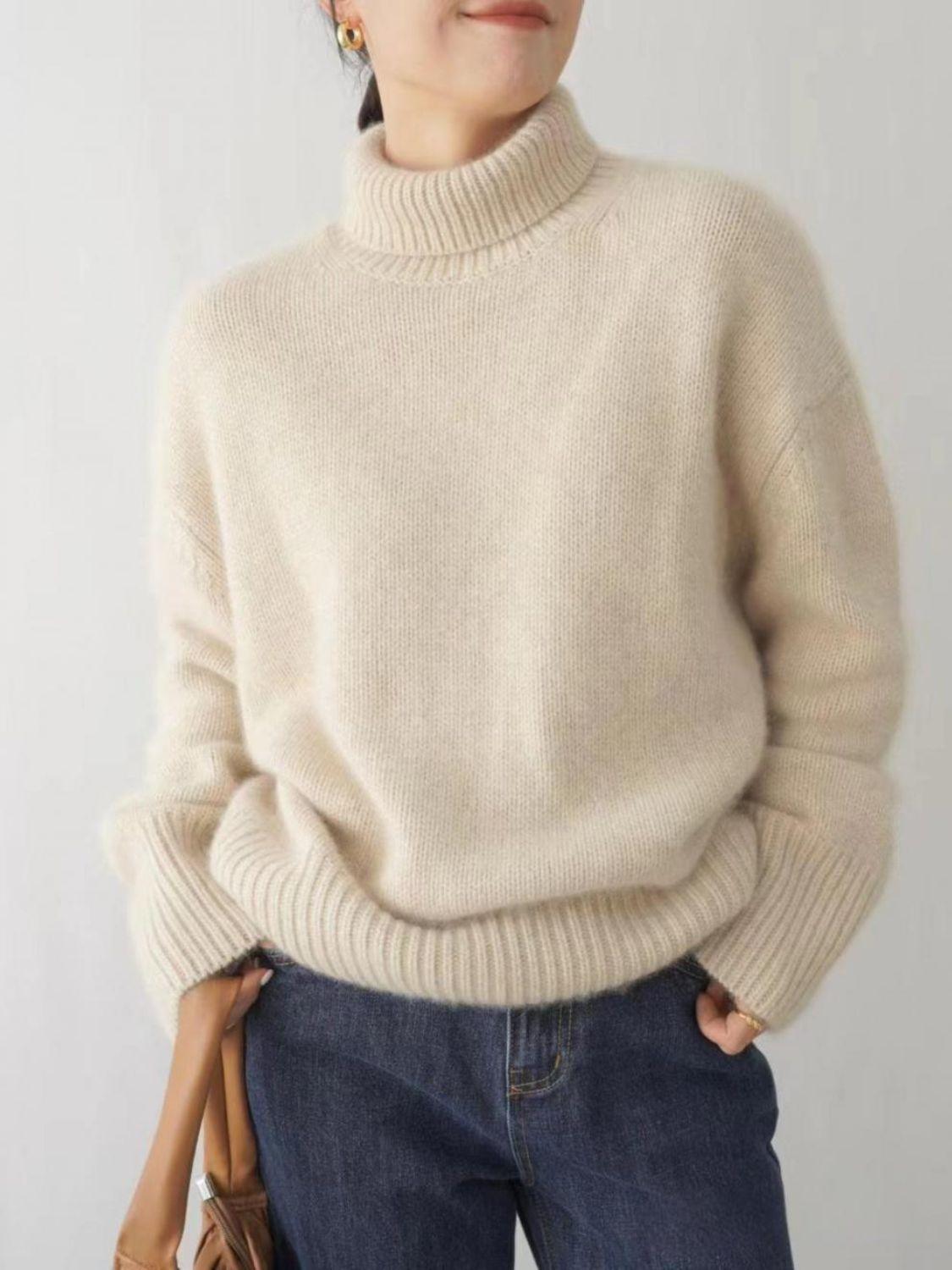 Trendy Oversized Turtleneck Sweater - Trendy by Luna