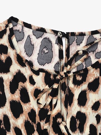 Perfee Tied Leopard Half Sleeve Jumpsuit - Trendy by Luna