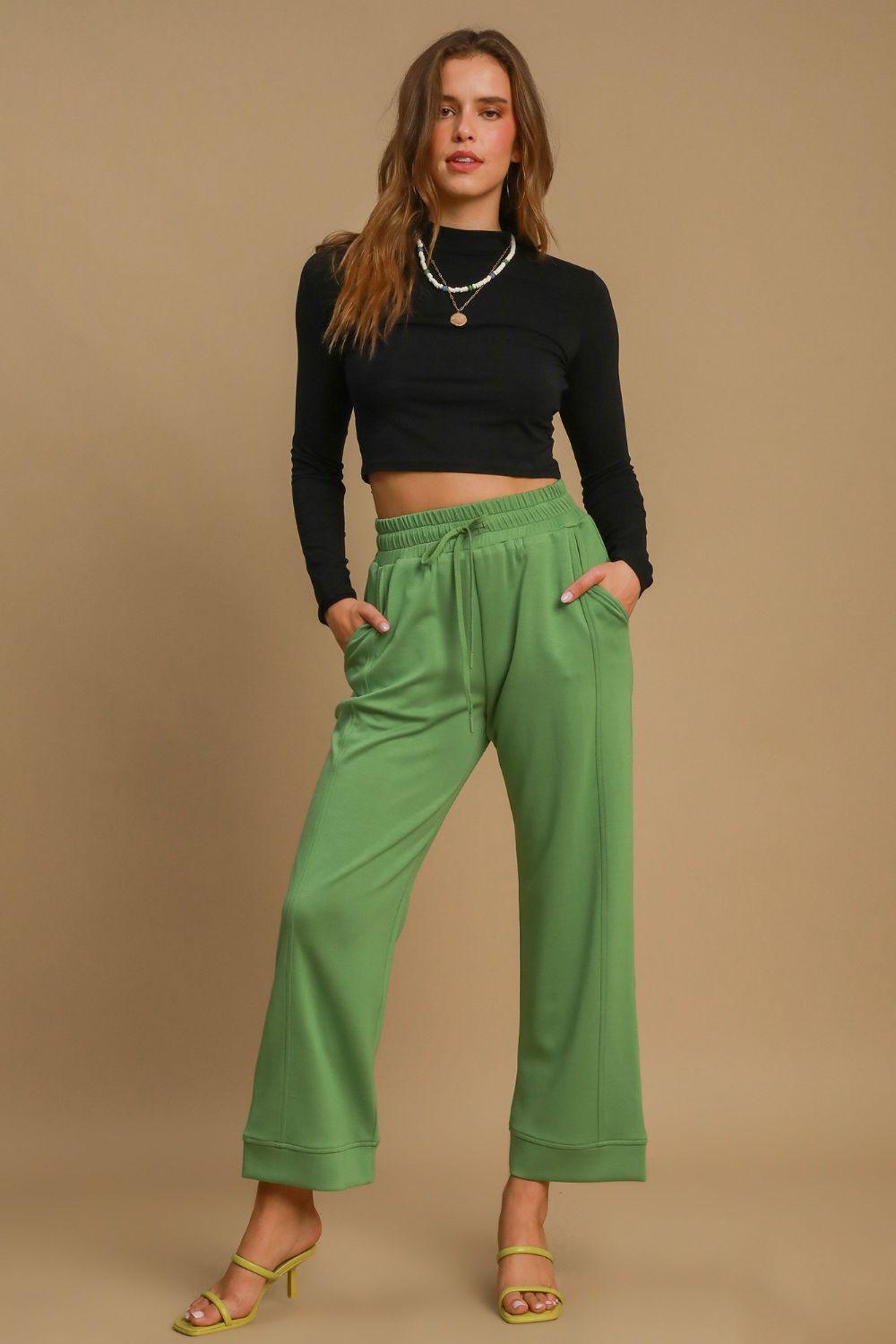 Drawstring Wide Leg Pants with Pockets - Trendy by Luna