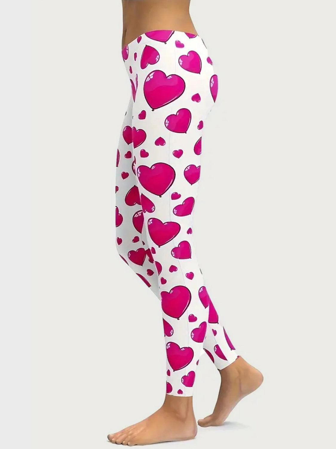 Heart Print Skinny Pants - Trendy by Luna