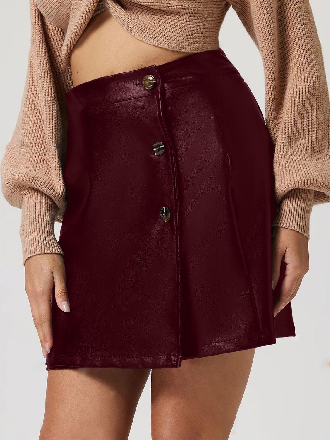 Buttoned High Rise Mini Skirt - Trendy by Luna