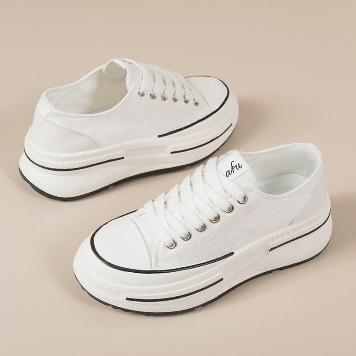 Tied Round Toe Platform Sneakers - Trendy by Luna