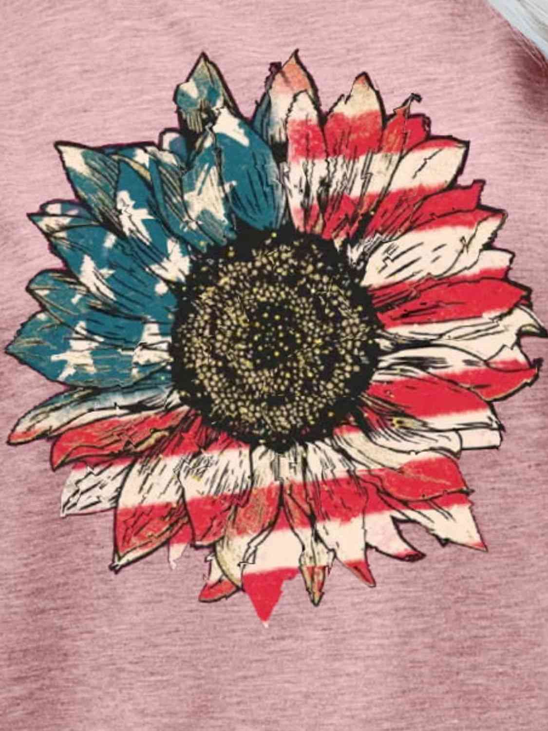 US Flag Flower Graphic Tee - Trendy by Luna