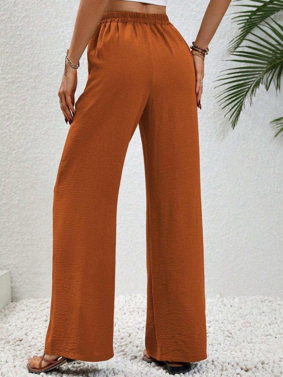 Wide Leg Drawstring Pants - Trendy by Luna