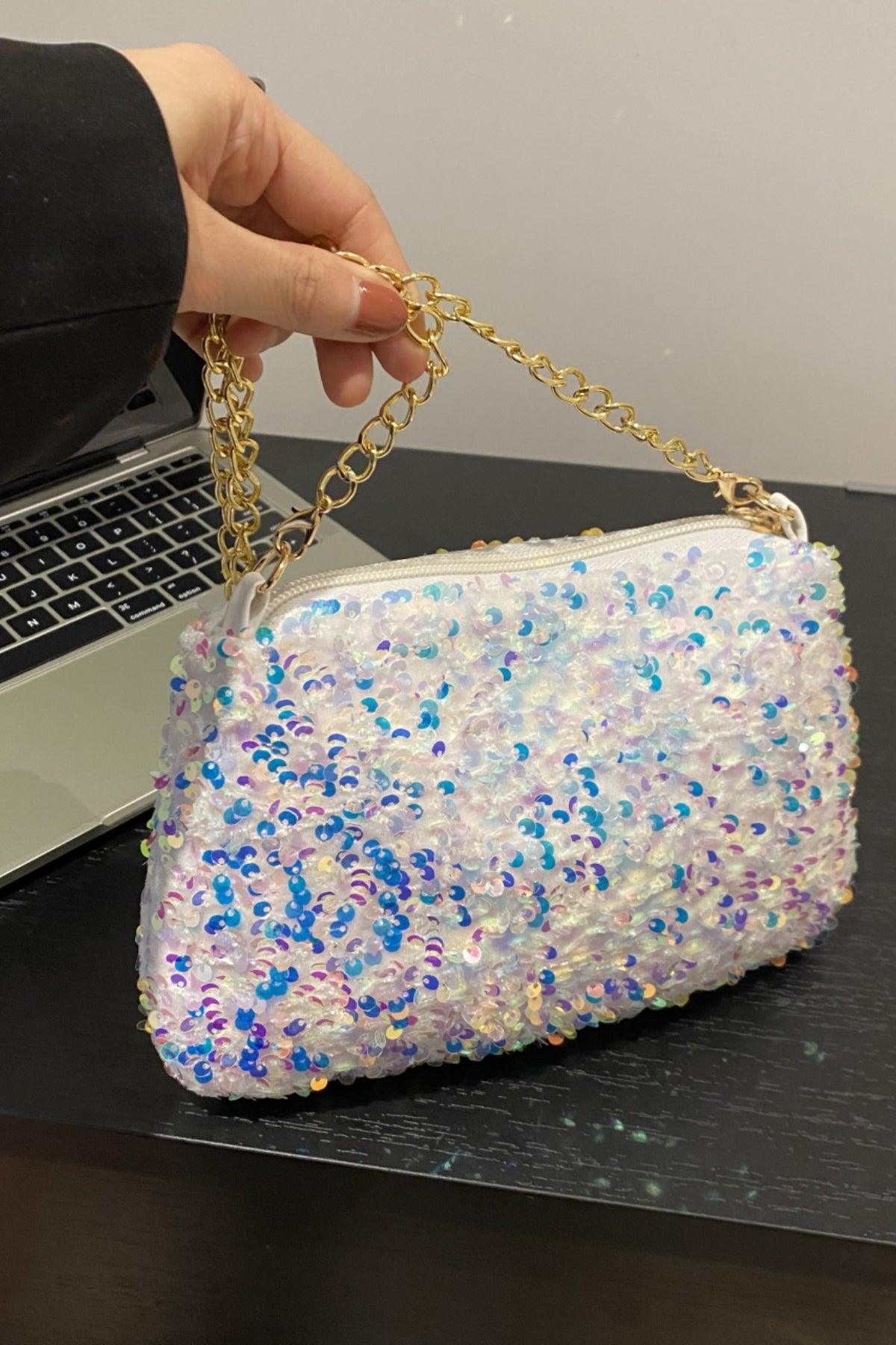 Sequin Removable Strap Shoulder Bag - Trendy by Luna