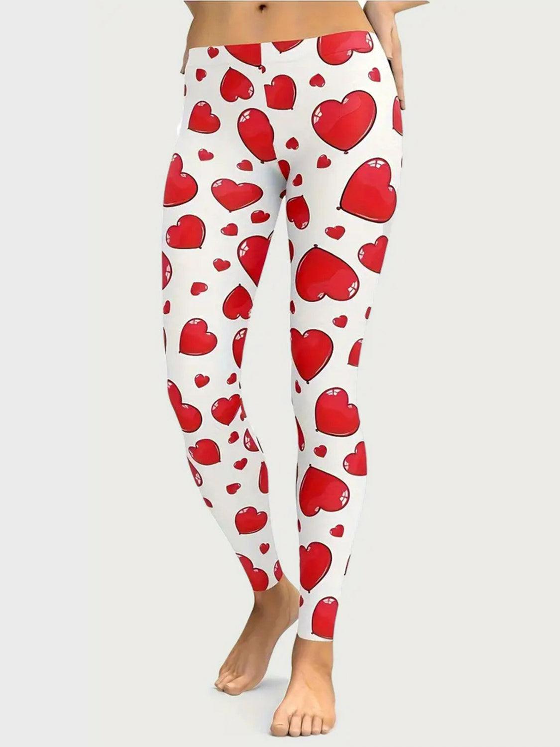 Heart Print Skinny Pants - Trendy by Luna