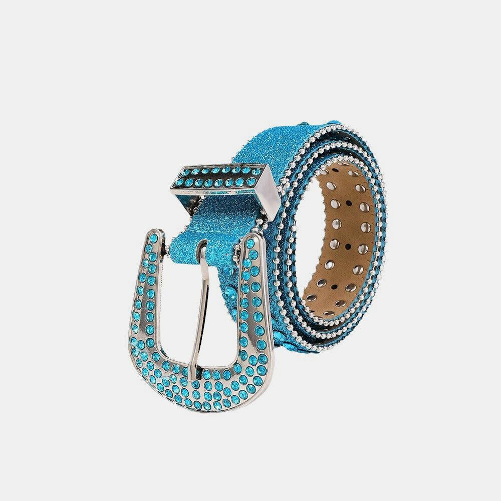 Rhinestone PU Leather Belt - Trendy by Luna