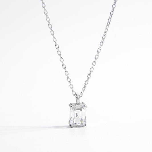 925 Sterling Silver Zircon Pendant Necklace - Trendy by Luna