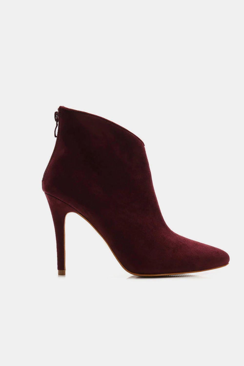 Beast Fashion Suede Stiletto Ankle Booties with Back Zippers - Trendy by Luna