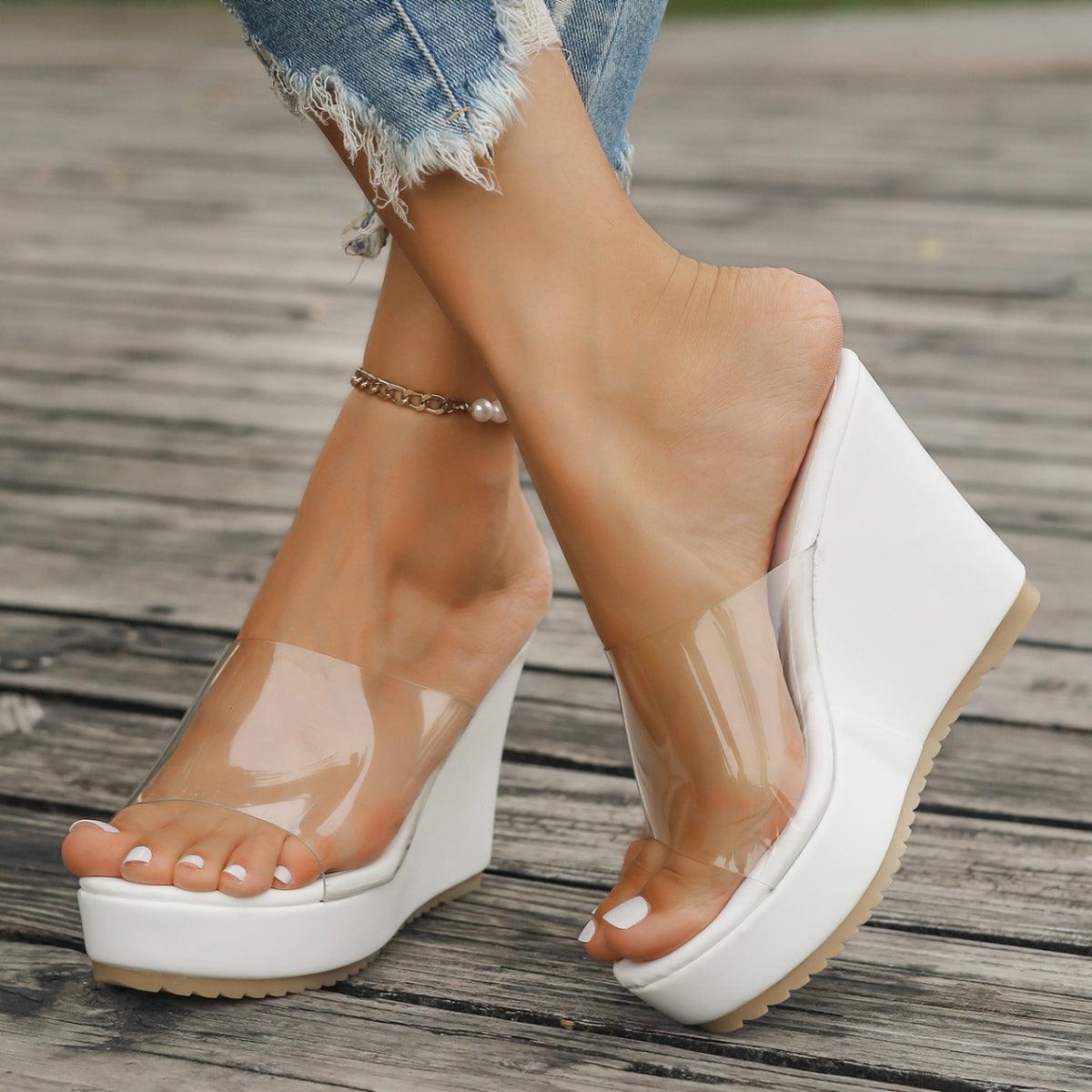 Open Toe Wedge Sandals - Trendy by Luna