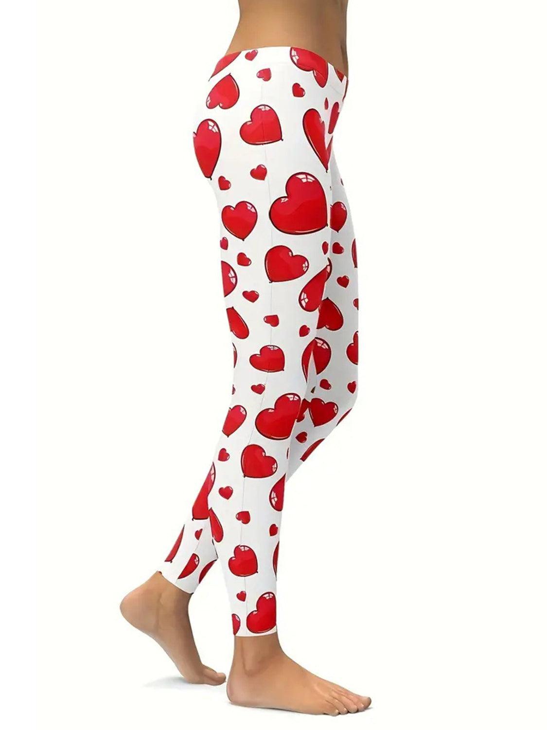 Heart Print Skinny Pants - Trendy by Luna