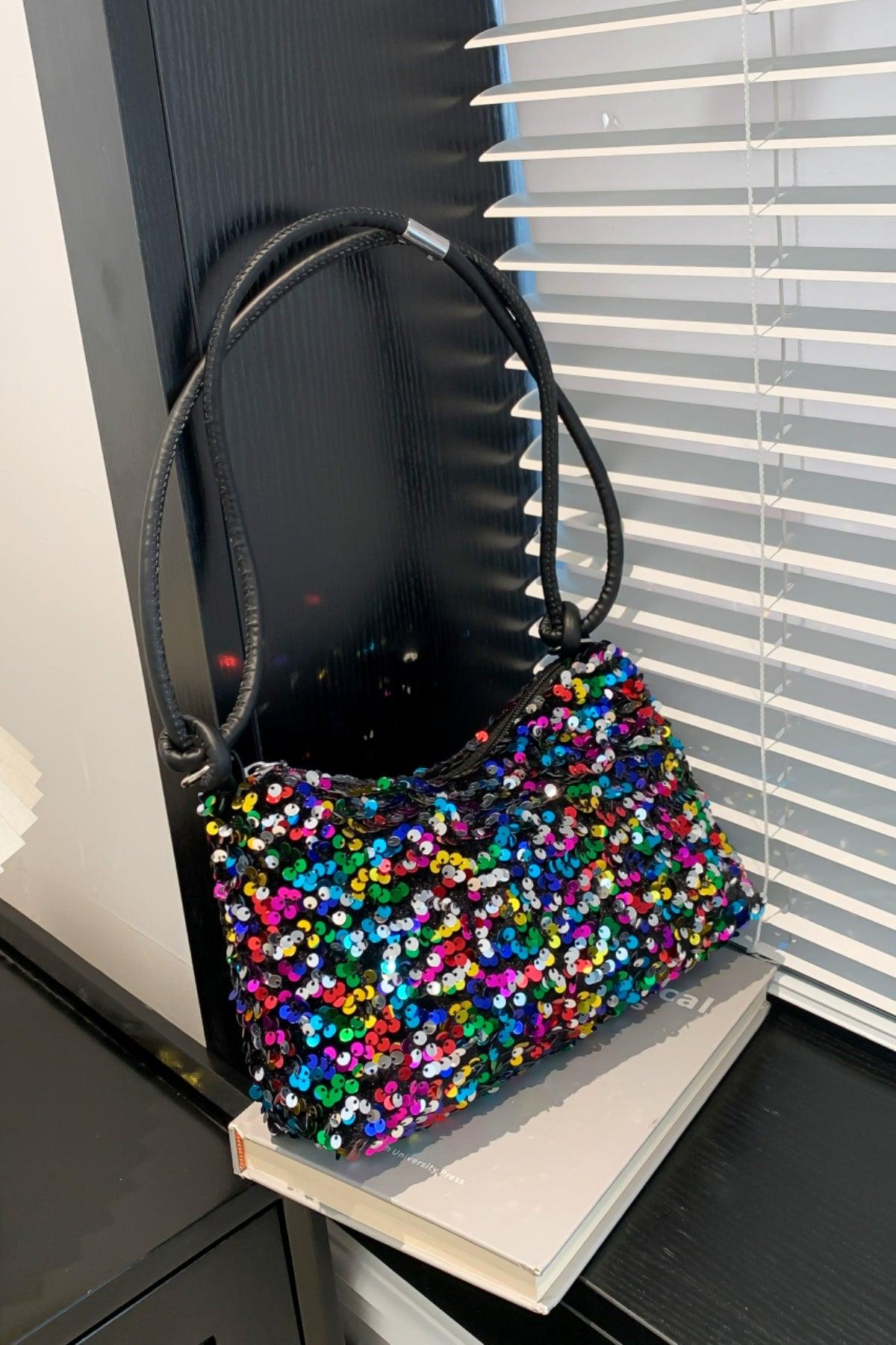 Sequin Double Strap Shoulder Bag - Trendy by Luna