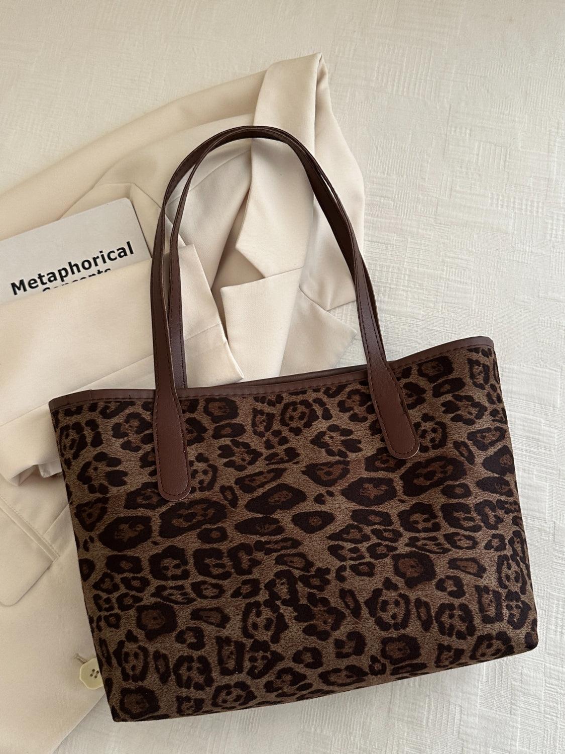 Leopard Polyester Tote Bag - Trendy by Luna