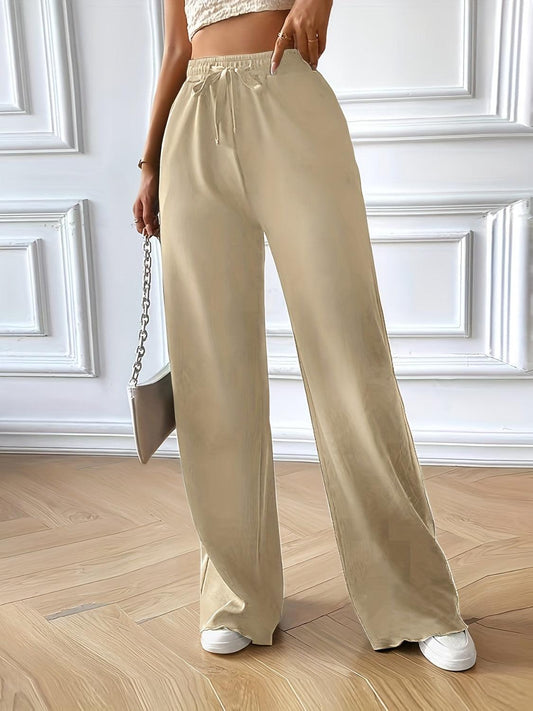 Full Size Drawstring Pocketed Wide Leg Pants - Trendy by Luna