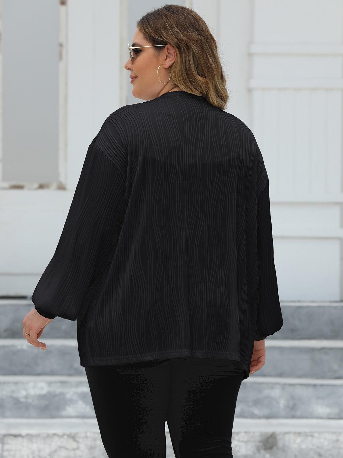 Plus Size Open Front Long Sleeve Cardigan - Trendy by Luna